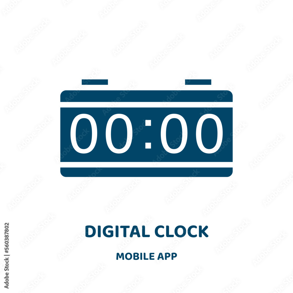 Poster digital clock vector icon from mobile app collection. alarm filled flat symbol for mobile concept an