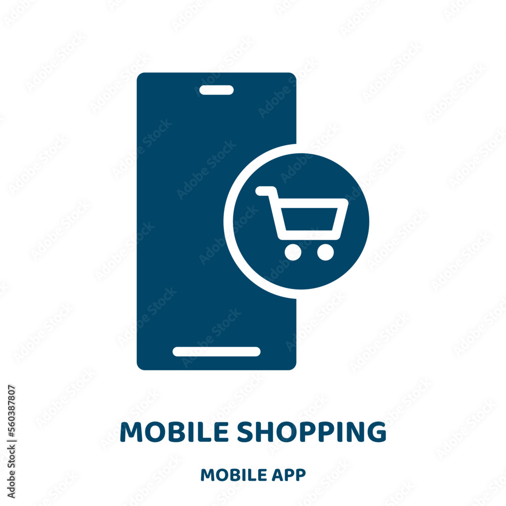 Poster mobile shopping vector icon from mobile app collection. internet filled flat symbol for mobile conce