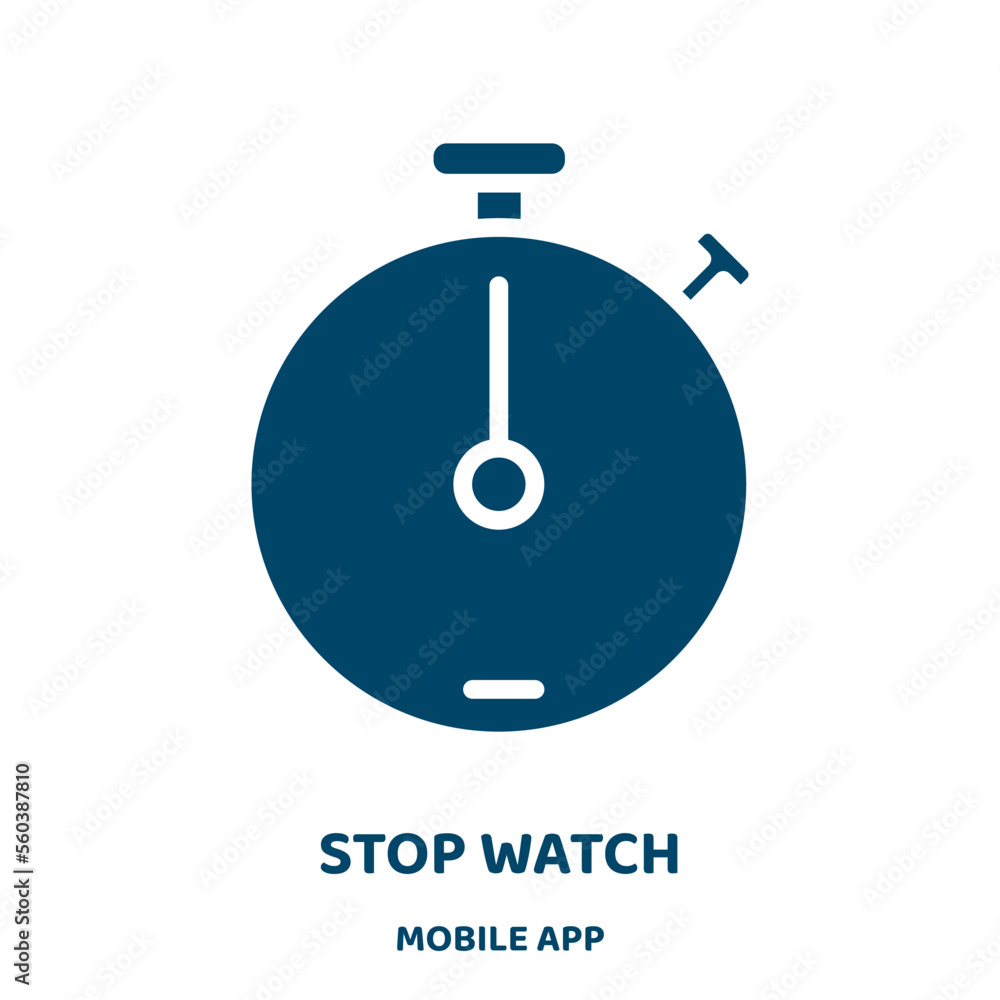 Poster stop watch vector icon from mobile app collection. second filled flat symbol for mobile concept and 
