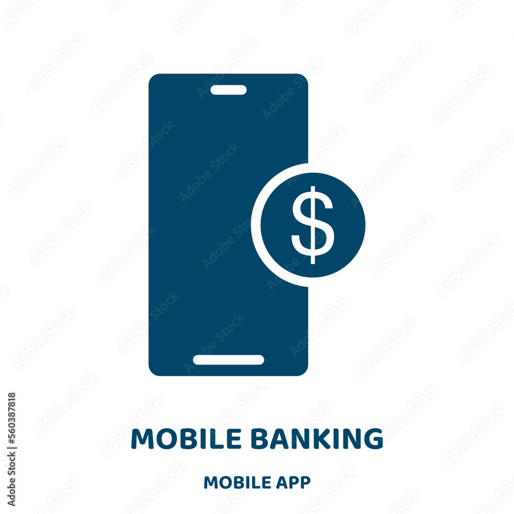 Poster mobile banking vector icon from mobile app collection. business filled flat symbol for mobile concep