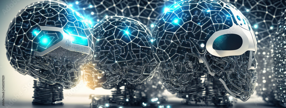 Poster artificial intelligence. ai learning and artificial intelligence concept. business, modern technolog