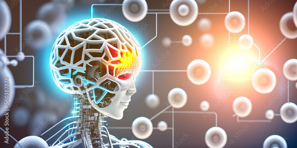 Poster artificial intelligence. ai learning and artificial intelligence concept. business, modern technolog