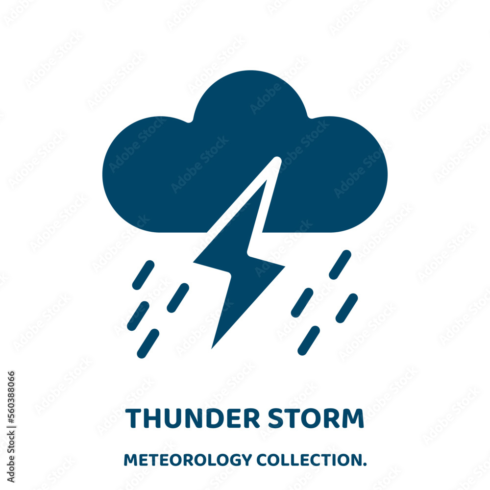 Poster thunder storm vector icon from meteorology collection. thunder filled flat symbol for mobile concept