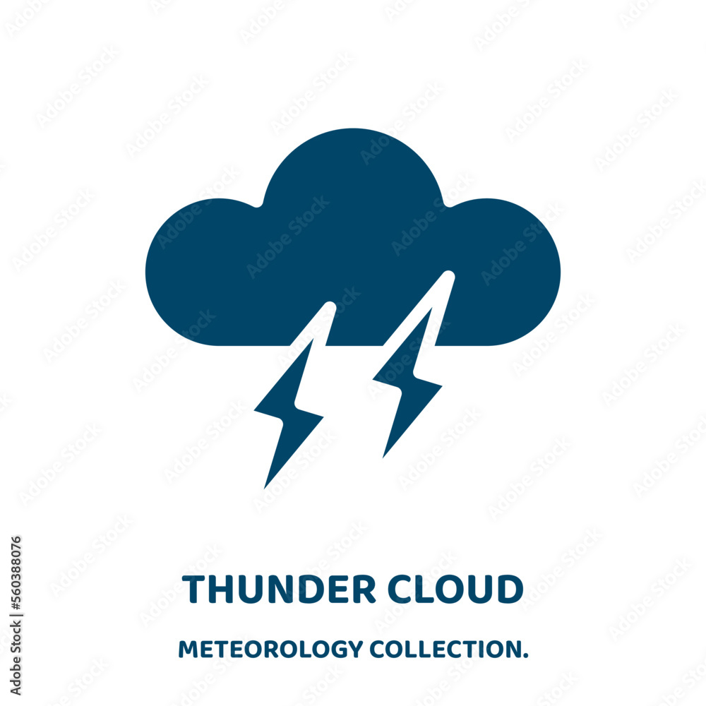 Poster thunder cloud vector icon from meteorology collection. thunder filled flat symbol for mobile concept