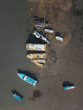 Aerial view of boats