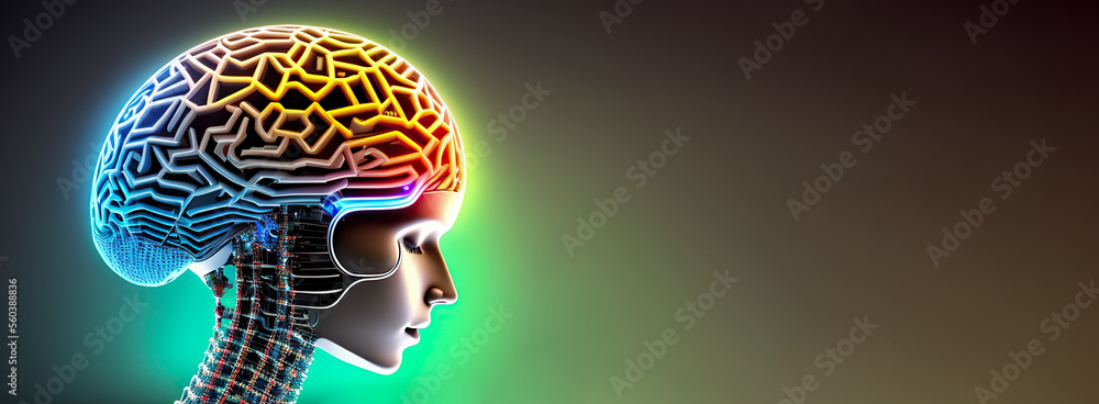 Poster artificial intelligence. ai learning and artificial intelligence concept. business, modern technolog