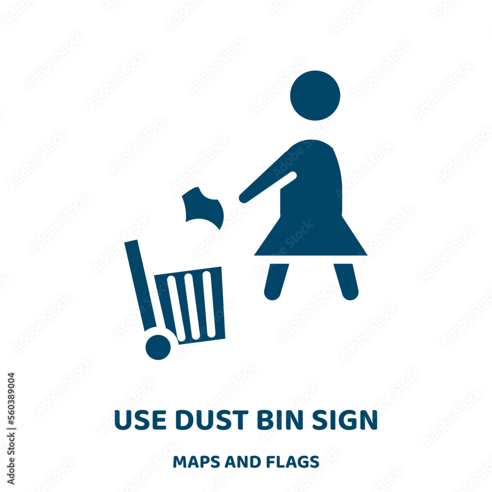 Poster use dust bin sign vector icon from maps and flags collection. basket filled flat symbol for mobile c