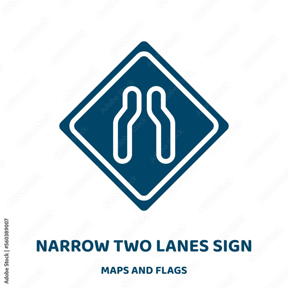 Poster narrow two lanes sign vector icon from maps and flags collection. no filled flat symbol for mobile c