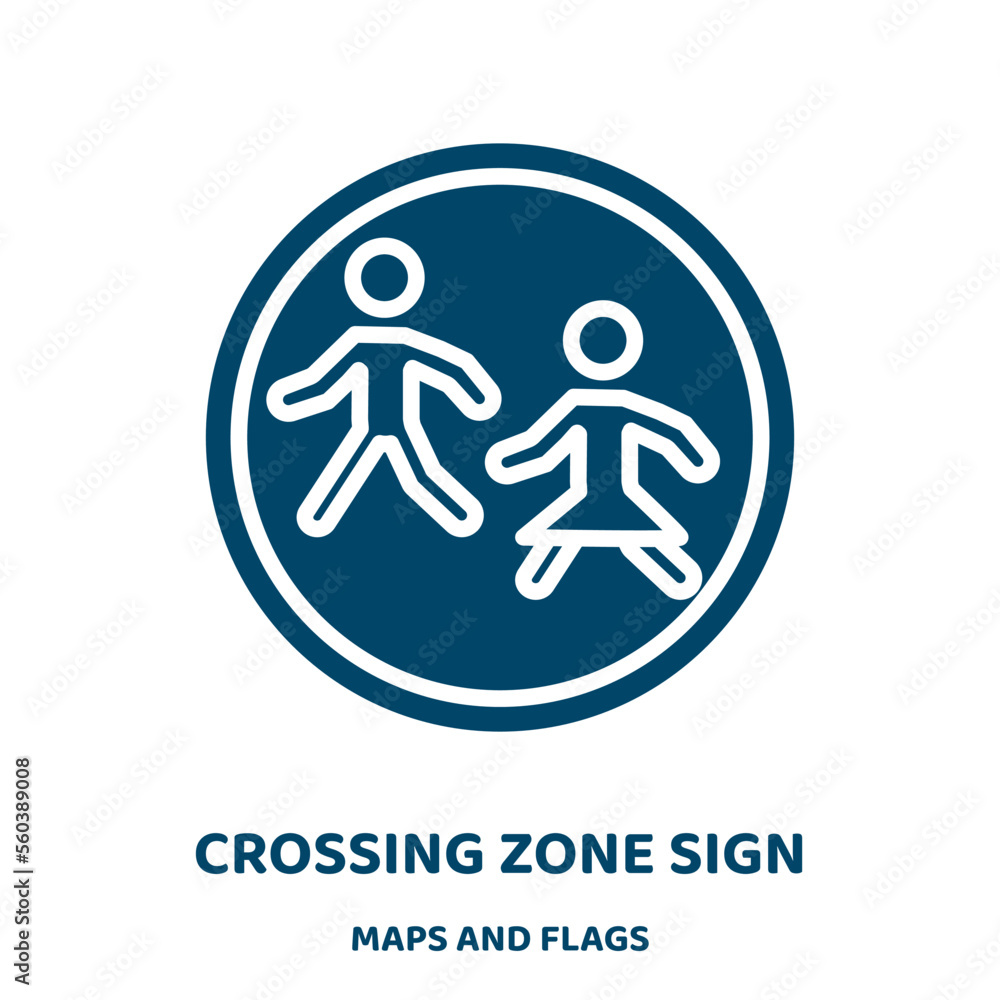 Poster crossing zone sign vector icon from maps and flags collection. safety filled flat symbol for mobile 