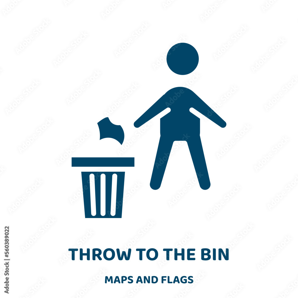 Aufkleber throw to the bin vector icon from maps and flags collection. bin filled flat symbol for mobile conce
