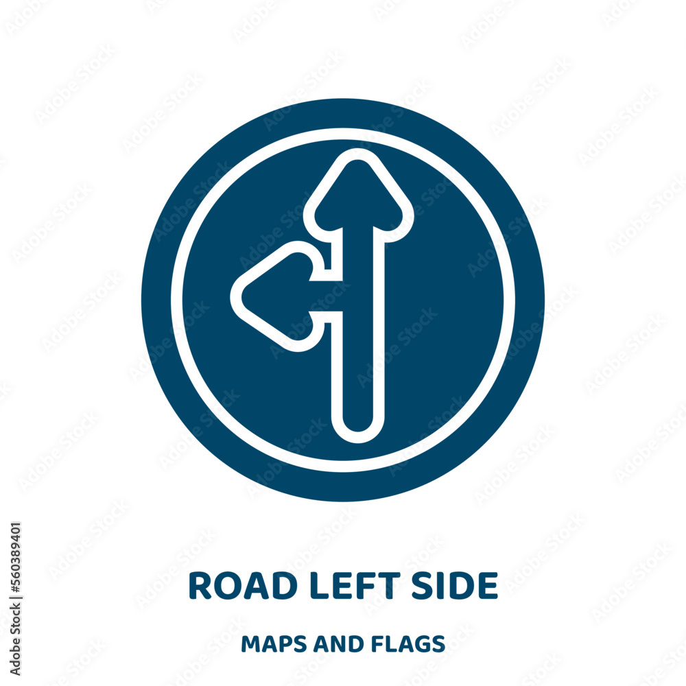 Poster road left side vector icon from maps and flags collection. arrow filled flat symbol for mobile conce