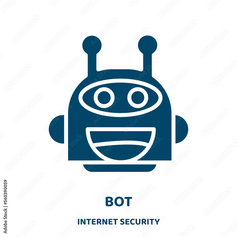Poster bot vector icon from internet security collection. intelligence filled flat symbol for mobile concep