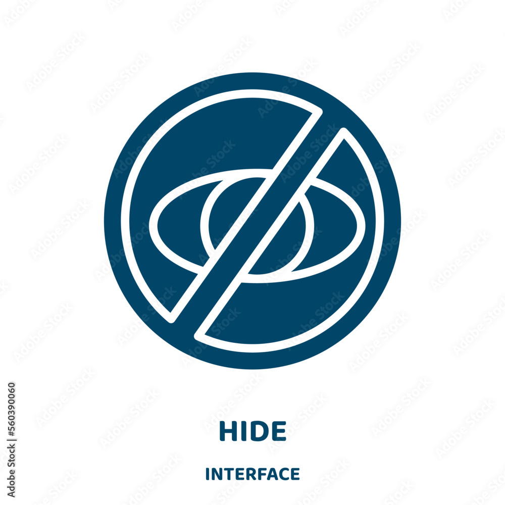 Poster hide vector icon from interface collection. eye filled flat symbol for mobile concept and web design