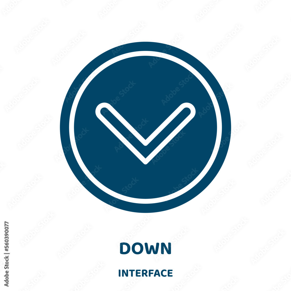 Poster down vector icon from interface collection. arrow filled flat symbol for mobile concept and web desi