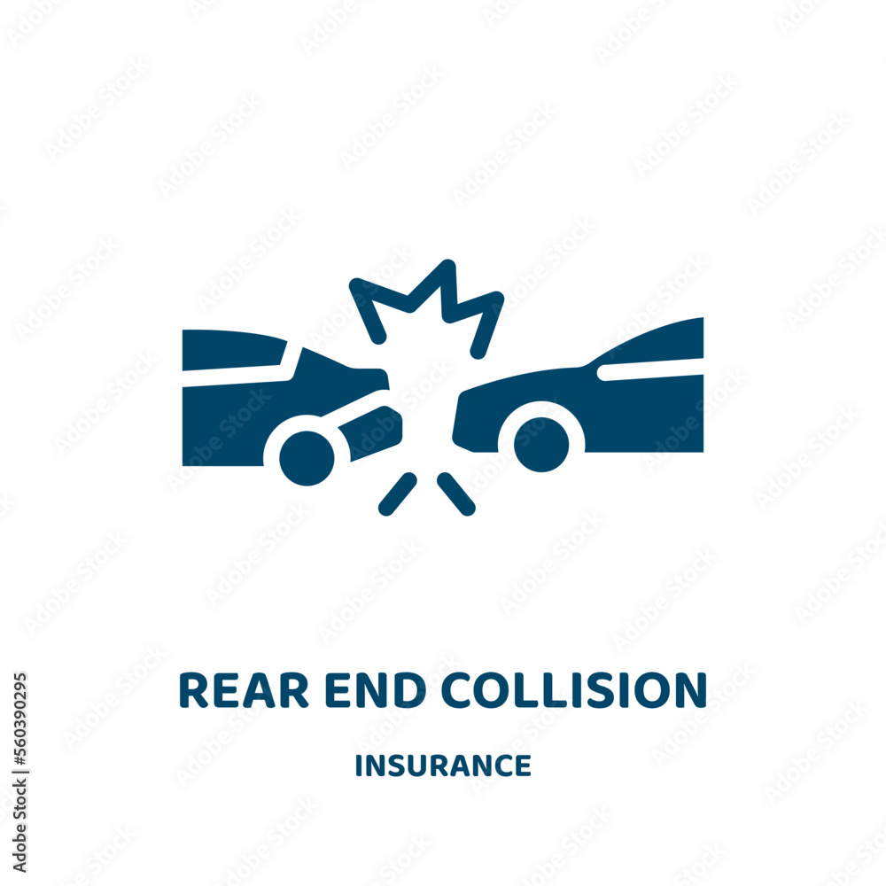 Poster rear end collision vector icon from insurance collection. crash filled flat symbol for mobile concep