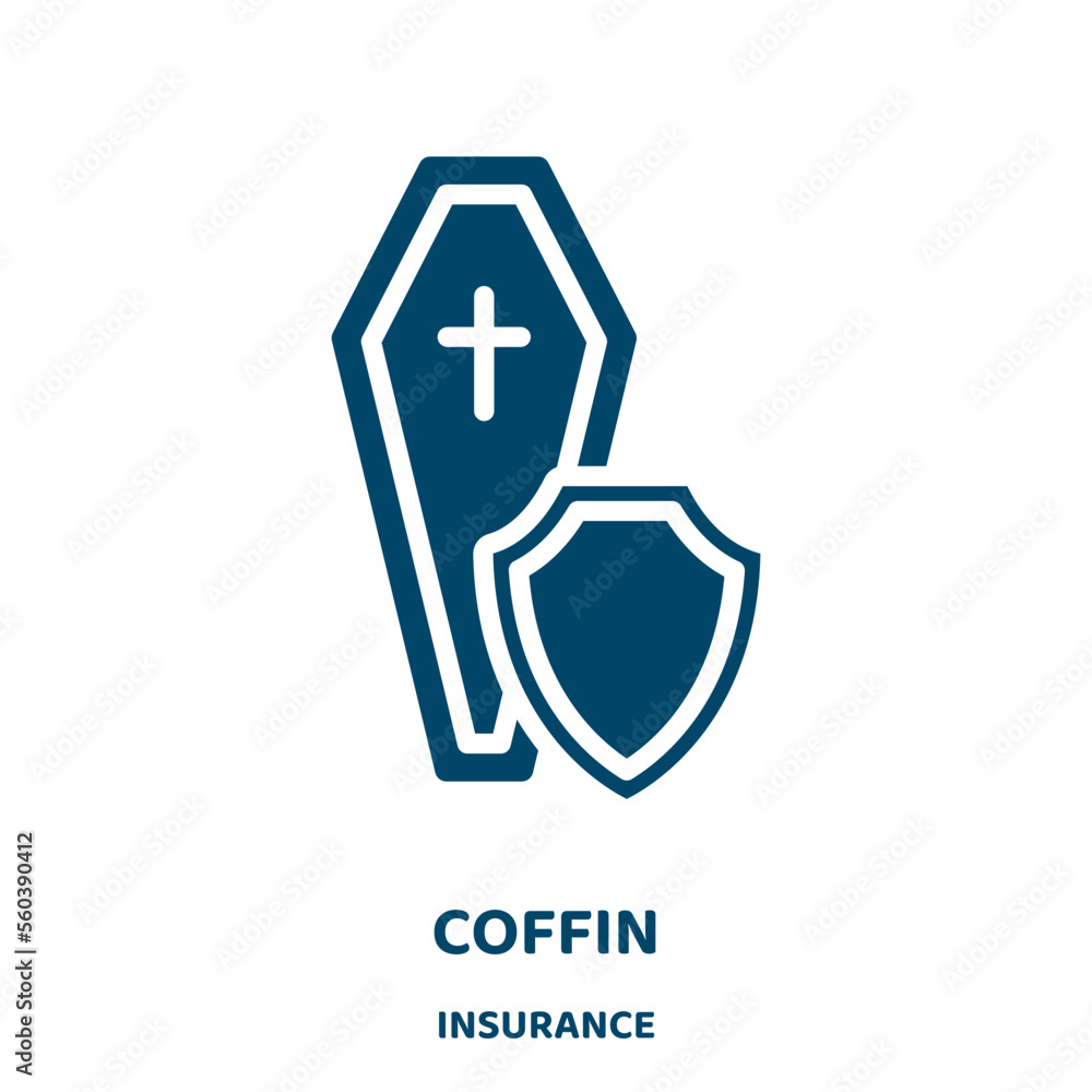 Poster coffin vector icon from insurance collection. grave filled flat symbol for mobile concept and web de