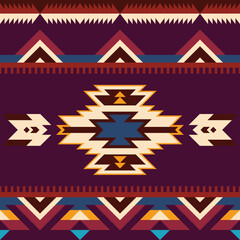 Aztec, Navajo geometric seamless pattern. Native American Southwest print. Ethnic design wallpaper, fabric, cover, textile, rug, blanket.