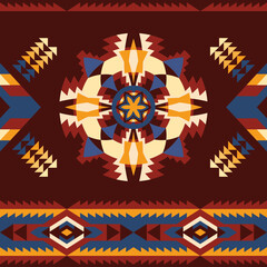 Aztec, Navajo geometric seamless pattern. Native American Southwest print. Ethnic design wallpaper, fabric, cover, textile, rug, blanket.