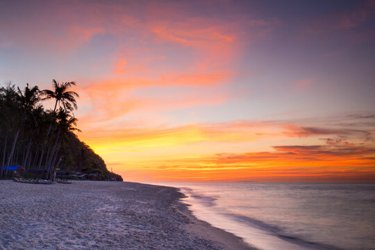 Puka Shell Beach at sunset, Boracay Island, Philippines