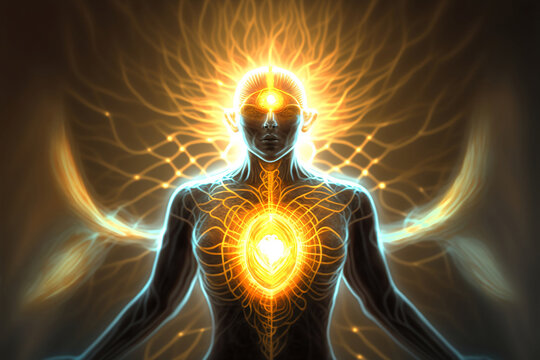 Innate field of your body communicating with your higher self. Generative AI, this image is not based on any original image, character or person.