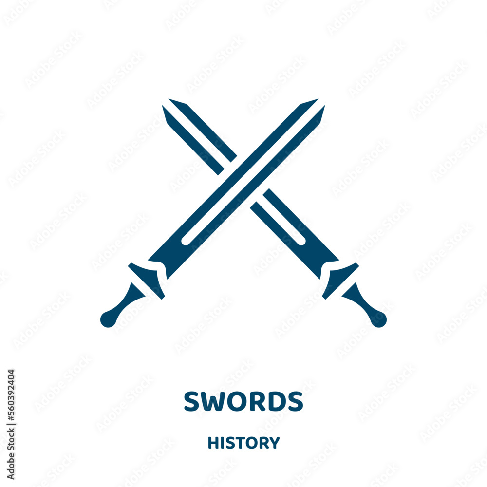 Poster swords vector icon from history collection. sword filled flat symbol for mobile concept and web desi