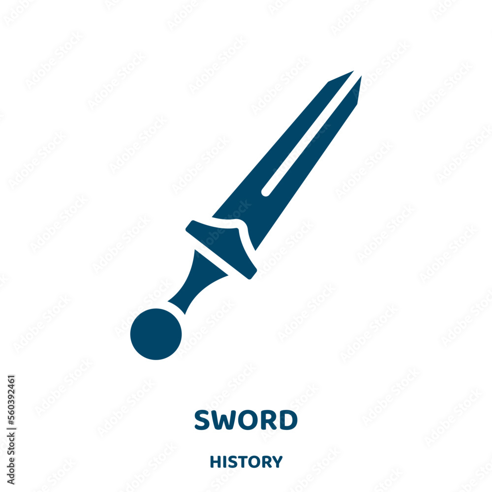 Poster sword vector icon from history collection. collection filled flat symbol for mobile concept and web 