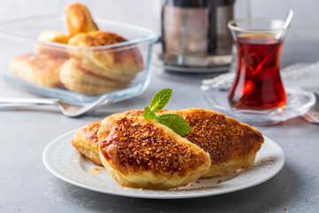 Turkish cuisine; Handmade Cheese Pastry (Turkish name; peynirli pogaca)
