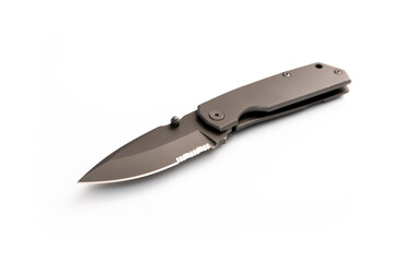 folding pocket knife on white background
