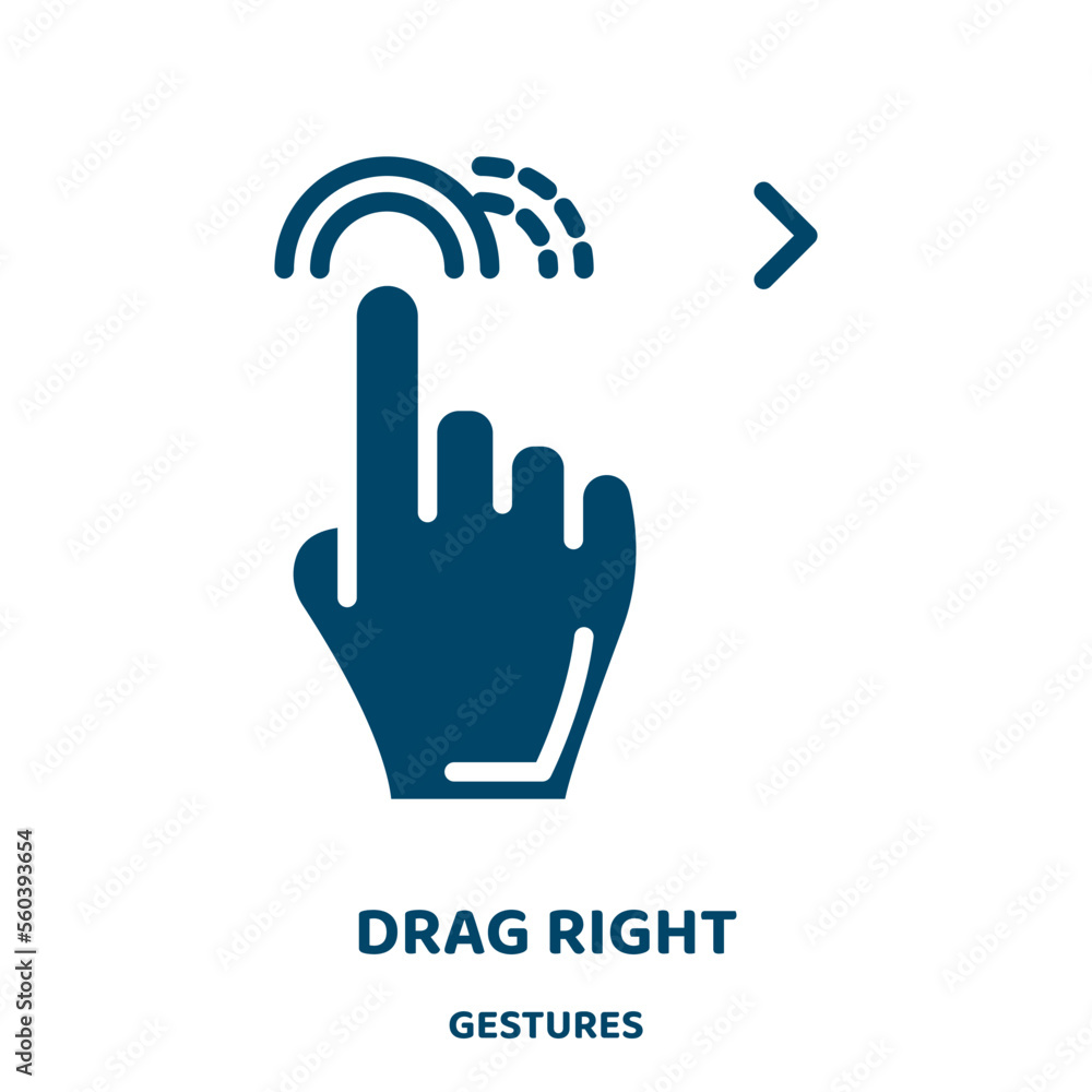 Poster drag right vector icon from gestures collection. arrow filled flat symbol for mobile concept and web