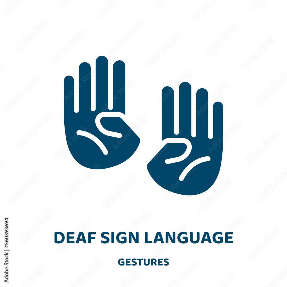 Poster deaf sign language vector icon from gestures collection. language filled flat symbol for mobile conc