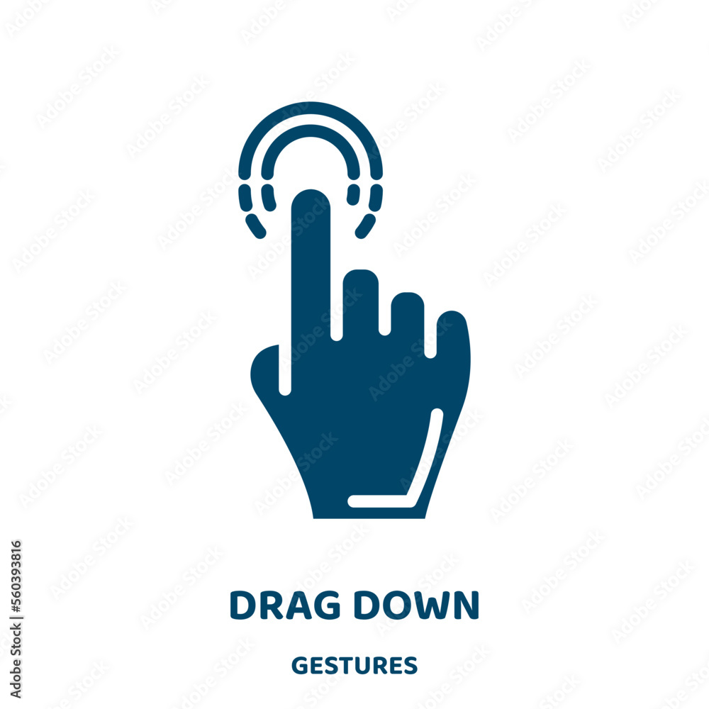 Poster drag down vector icon from gestures collection. arrow filled flat symbol for mobile concept and web 