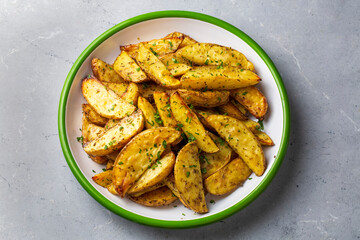 Baked spiced potatoes look delicious.