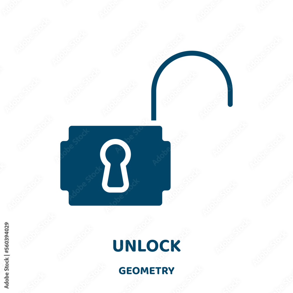 Poster unlock vector icon from geometry collection. password filled flat symbol for mobile concept and web 