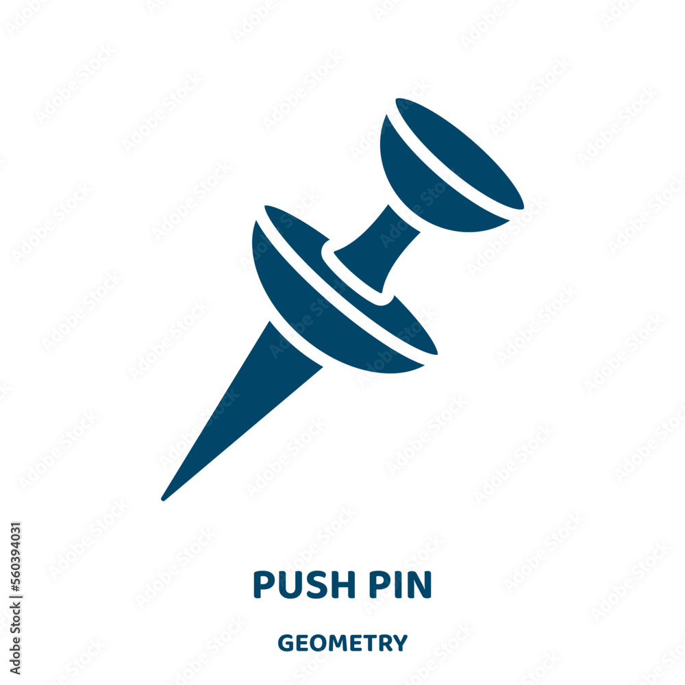 Poster push pin vector icon from geometry collection. pin filled flat symbol for mobile concept and web des