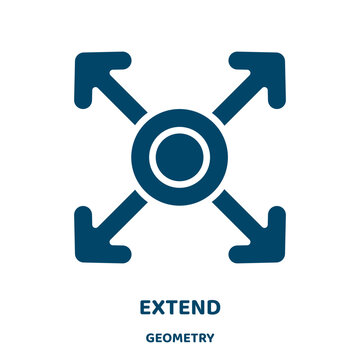 extend vector icon from geometry collection. technology filled flat symbol for mobile concept and web design. Black part glyph icon. Isolated sign, logo illustration. Vector graphics.