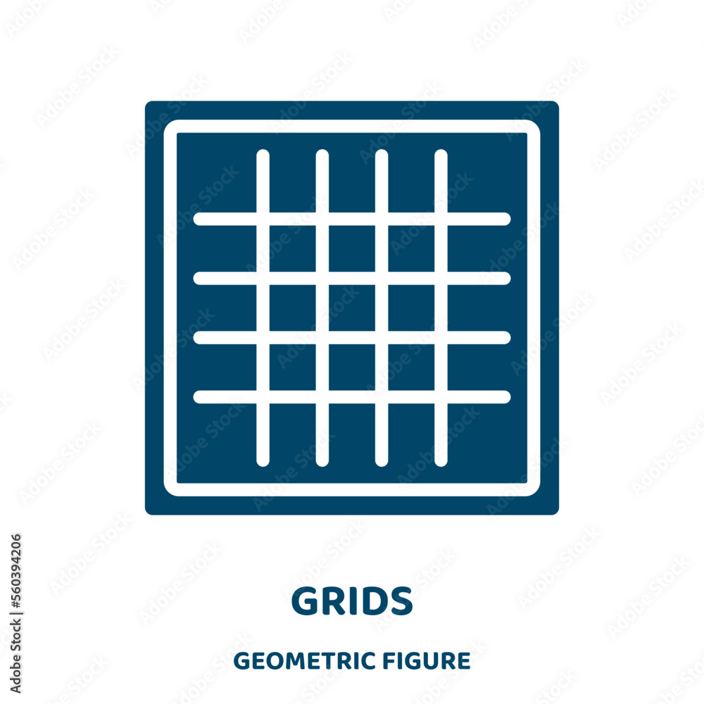 Poster grids vector icon from geometric figure collection. app filled flat symbol for mobile concept and we