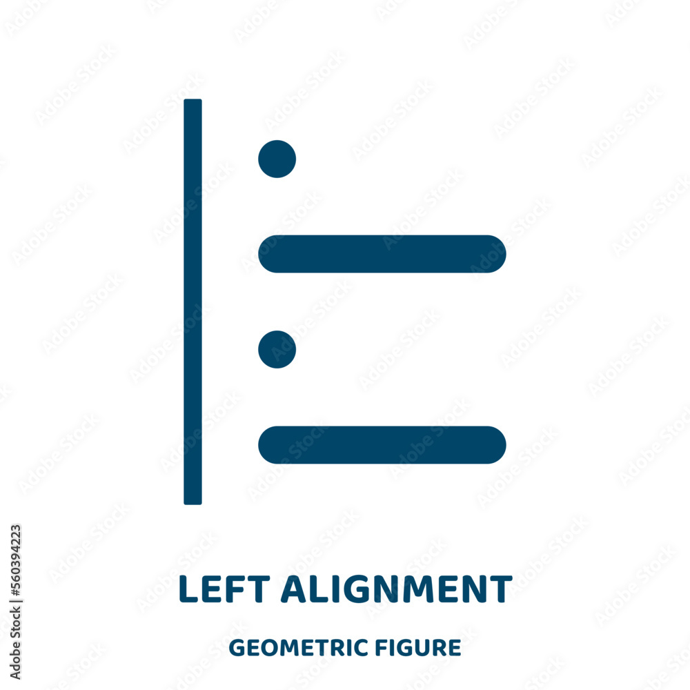 Poster left alignment vector icon from geometric figure collection. left filled flat symbol for mobile conc