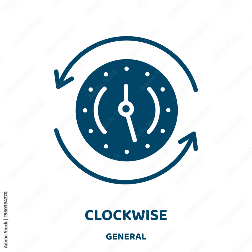Aufkleber clockwise vector icon from general collection. clock filled flat symbol for mobile concept and web d