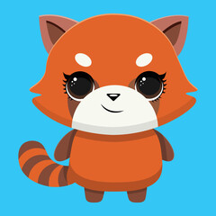 Cute Red Panda Vector Icon Illustration. Animal Icon Concept Isolated Premium Vector. Flat Cartoon Style