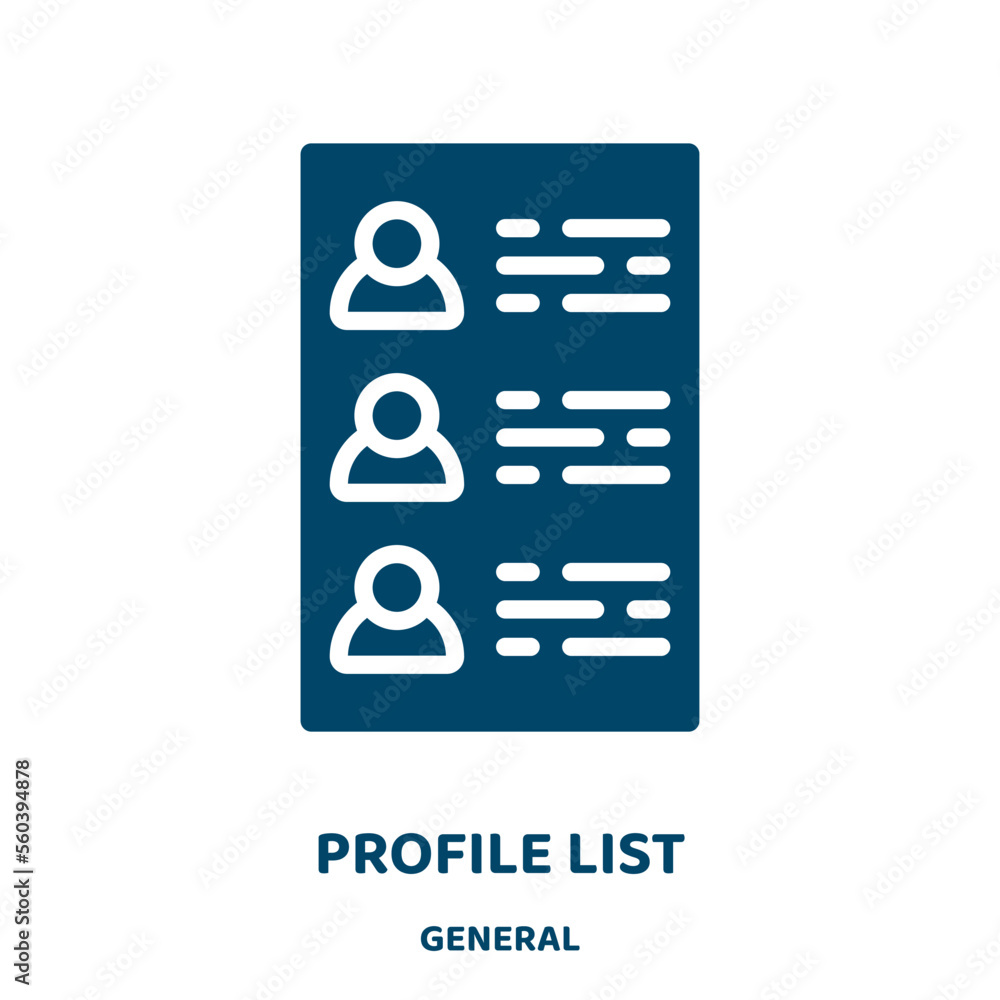 Poster profile list vector icon from general collection. profile filled flat symbol for mobile concept and 