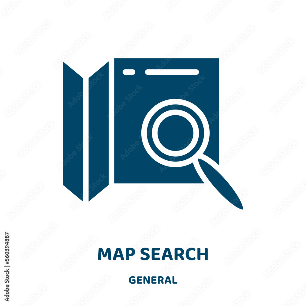 Poster map search vector icon from general collection. search filled flat symbol for mobile concept and web