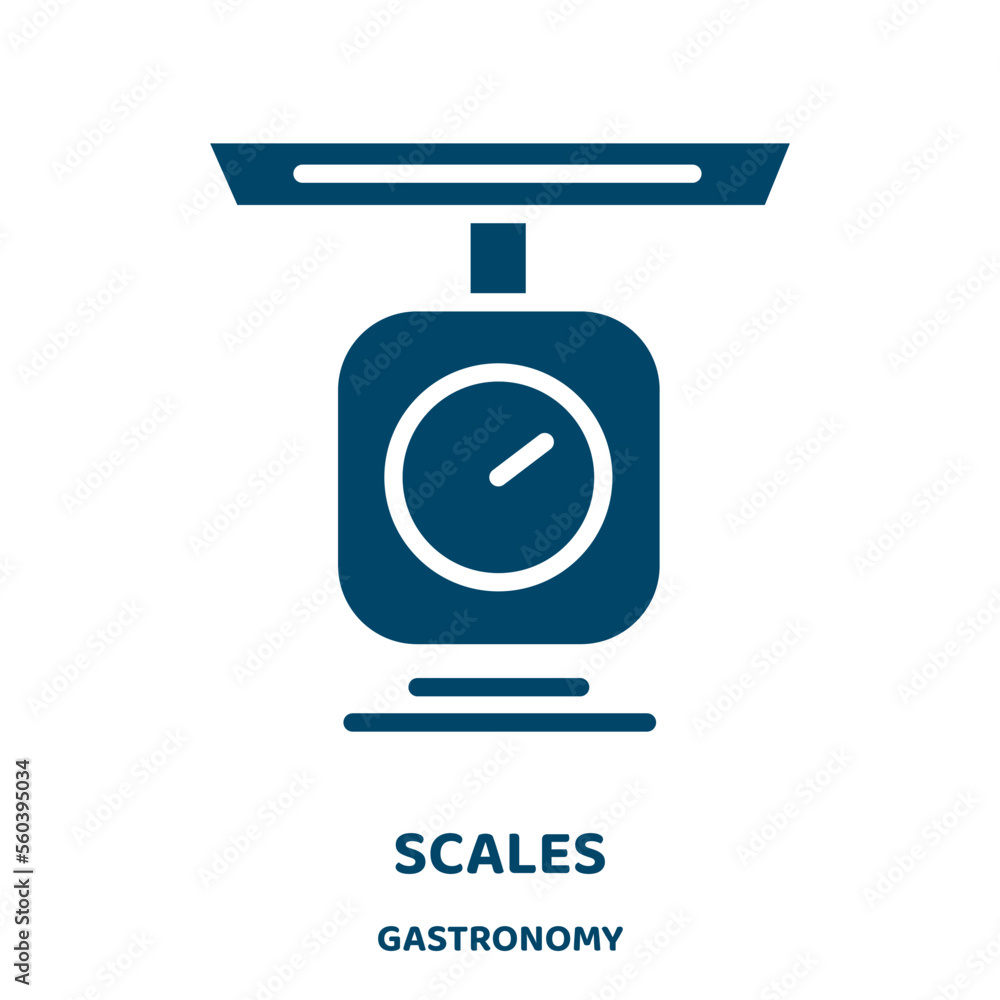 Poster scales vector icon from gastronomy collection. scale filled flat symbol for mobile concept and web d