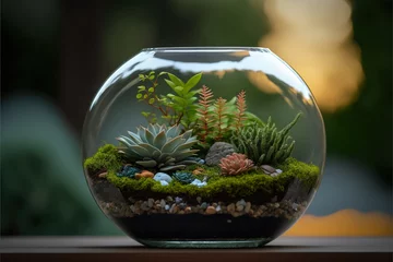 Foto op Canvas Mini succulent garden in glass terrarium , ai generated © dasom