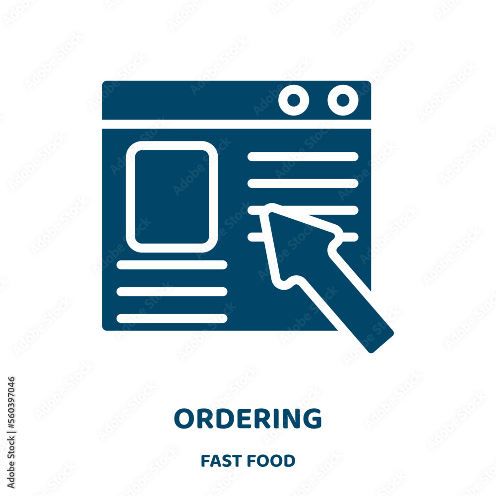 Poster ordering vector icon from fast food collection. order filled flat symbol for mobile concept and web 