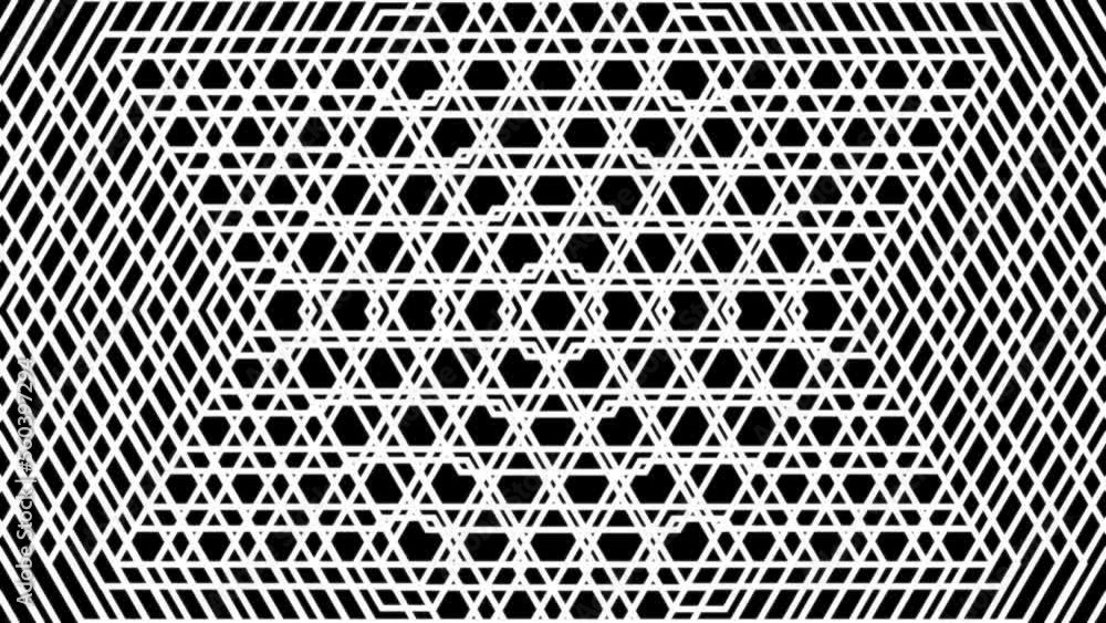 Poster pulsing hexagons lace pattern background loop. attracting hexagonal attention bright creative design