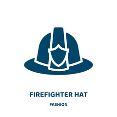 firefighter hat vector icon from fashion collection. firefighter filled flat symbol for mobile concept and web design. Black fire glyph icon. Isolated sign, logo illustration. Vector graphics.