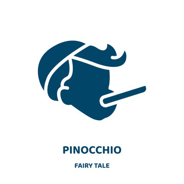 pinocchio vector icon from fairy tale collection. character filled flat symbol for mobile concept and web design. Black puppet glyph icon. Isolated sign, logo illustration. Vector graphics.