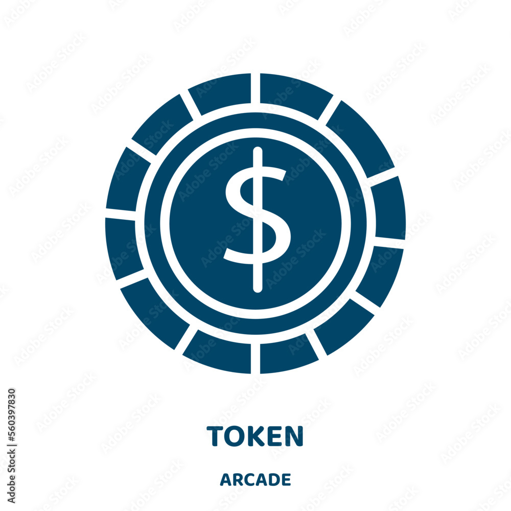 Poster token vector icon from arcade collection. app filled flat symbol for mobile concept and web design. 