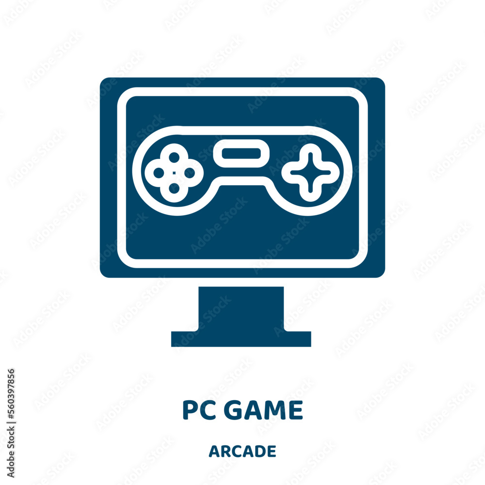 Poster pc game vector icon from arcade collection. game filled flat symbol for mobile concept and web desig
