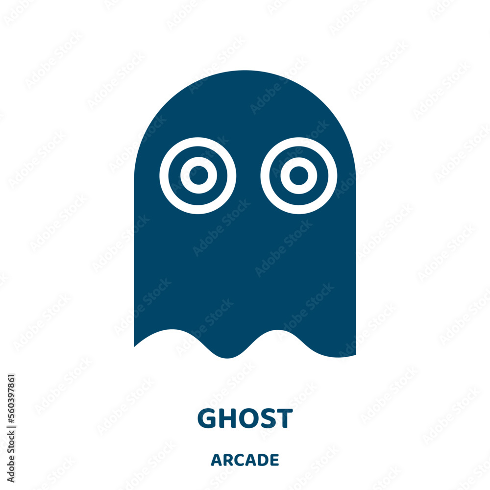 Poster ghost vector icon from arcade collection. filled flat symbol for mobile concept and web design. blac